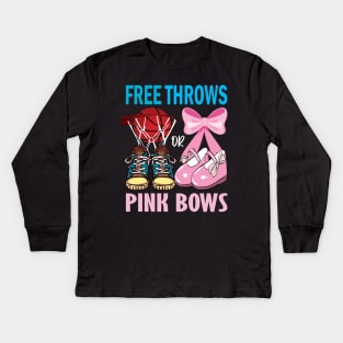 Free throws or pink bows basketball gender reveal gift... Kids Long Sleeve T-Shirt